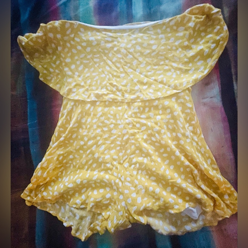 Pink Lily Yellow & White Romper